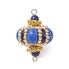 Dyed Synthetic Imperial Jasper & Handmade Glass Seed Beaded Rhombus Connector Charms PALLOY-MZ00960-01-1