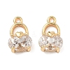 Brass Pave Cubic Zirconia Oval Bag with Heart Charms KK-A286-09G-1