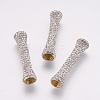 Polymer Clay Rhinestone Tube Beads RB-K054-10B-2