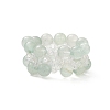 Natural Green Aventurine & Glass Braided Beaded Stretch Ring for Women RJEW-JR00546-01-6