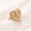 Adjustable Brass Micro Pave Cubic Zirconia Cuff Rings for Women RJEW-B139-08G-03-1