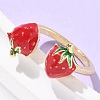 Brass with Enamel Cuff Open Rings for Women RJEW-Q019-01A-G-3