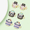 6Pcs 3 Style Japanese Style Print Alloy Enamel Pendants ENAM-YW0003-68-2