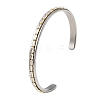 6MM 201 Stainless Steel and Brass Pave Rectangle Clear Cubic Zirconia Cuff Bangles BJEW-JB14370-3