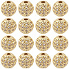 20Pcs Round Brass Micro Pave Cubic Zirconia Beads ZIRC-SC0001-37G-1