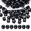 20Pcs Black Cube Letter Silicone Beads 12x12x12mm Square Dice Alphabet Beads with 2mm Hole Spacer Loose Letter Beads for Bracelet Necklace Jewelry Making JX433V-1