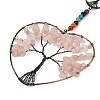 7 Chakra Heart Tree of Life Brass & Natural & Synthetic Gemstone Beads Hanging Ornament G-H359-01R-02-4