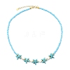 2Pcs 2 Styles Ocean Turtle Starfish Synthetic Turquoise & Natural Pearl & Glass Seed Beaded Necklaces NJEW-JN06130-04-4