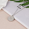 201 Stainless Steel Constellation Coin Pendant Necklace with Alloy Chains ZODI-PW0001-032L-1
