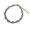 201 Stainless Steel Round & Handmade Lampwork Hexagon Beaded Bracelets WG895AC-04-2