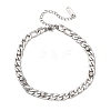 304 Stainless Steel Rhinestone Curb Link Chain Bracelets for Women BJEW-L721-01P-2