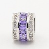 Medium Purple CZ Jewelry Findings Brass Micro Pave Cubic Zirconia Beads ZIRC-M015-25P-NR-1