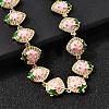 Brass Micro Pave Cubic Zirconia Link Bracelets BJEW-K278-02G-01-3