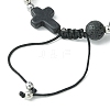 3Pcs 3 Style Gemstone Round & Cross Braided Bead Bracelets BJEW-TA00321-4