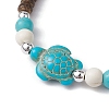 Starfish & Tortoise Synthetic Turquoise Braided Bead Bracelet BJEW-JB09967-02-3