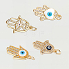 8Pcs 4 Styles Brass Micro Pave Cubic Zirconia Pendants KK-BBC0019-79-6