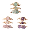 3Pcs 3 Styles Natural Rose Quartz & Amethyst & Green Aventurine Finger Rings RJEW-JR00745-1