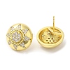 Rack Plating Brass Half Round with Sun Stud Earrings with Crystal Rhinestone for Women EJEW-D059-14G-2