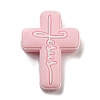 Cross with Word Jesus Silicone Focal Beads SIL-G006-01B-1