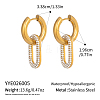 304 Stainless Steel Rhinestone Hoop Dangle Earrings for Women UW7347-6