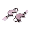 Natural Rose Quartz Crescent Moon Big Pendants G-B073-04R-02-2