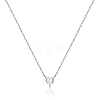 925 Sterling Silver Clear Cubic Zirconia Heart Pendant Cable Chain Necklaces for Women NX7173-1