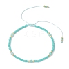 Natural Flower Amazonite & Seed Glass Beaded Braided Bead Bracelets BJEW-JB12605-02-1
