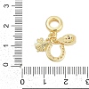 Brass Micro Pave Clear Cubic Zirconia Ladybirds & Horseshoe & Clover European Dangle Charms KK-G522-28G-3