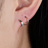 Rhodium Plated 925 Sterling Silver Double Hoop Twist Earrings for Single Piercing GI7057-1-4