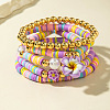 5Pcs 5 Styles Acrylic & CCB Plastic & Polymer Clay Beads Stretch Bracelets & Charm Bracelets for Women FS-WG063BF-08-2