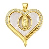 Real 18K Gold Plated Brass Pendants with Shell KK-D534-05G-04-1