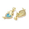 Brass Micro Pave Clear Cubic Zirconia Pendants KK-C045-02G-2