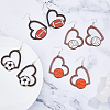 FIBLOOM 4 Pairs 4 Styles Sport Theme Wood Heart Dangle Earrings for Women EJEW-FI0001-55-5