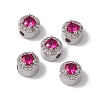 Rack Plating Brass Micro Pave Cubic Zirconia Flat Round Beads KK-C007-13-2