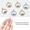  6Pcs 3 Colors  Brass Micro Pave Cubic Zirconia Pendants ZIRC-NB0001-64-3