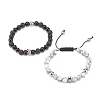 2Pcs 2 Style Cubic Zirconia Braided Bead Bracelet BJEW-JB08050-03-4