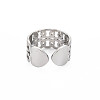 Non-Tarnish 304 Stainless Steel Curb Chain Open Cuff Ring for Women RJEW-S405-162P-2