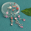 8Pcs 8 Styles 316L Stainless Steel Rose Rhinestone Heart Wing Round Curved Barbell Belly Rings Set FS-WG1B07E-01-5