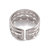 304 Stainless Steel Triple Line Cuff Rings for Women RJEW-G285-15P-3