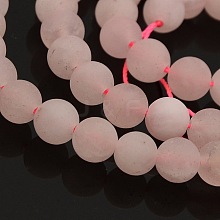 Frosted Natural Rose Quartz Round Beads Strands G-N0120-43-6mm