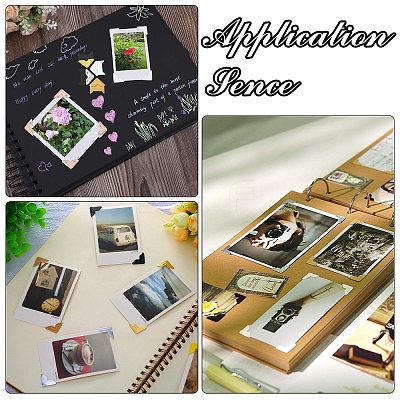 12Pcs 6 Styles Retro Hot Stamping Paper Photo Corner Self-Adhesive Stickers AJEW-CJ0001-53-1