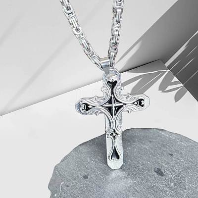 Gothic Style Cross 304 Stainless Steel Pendant Necklaces & Link Bracelets Sets FS-WG287BB-03-1