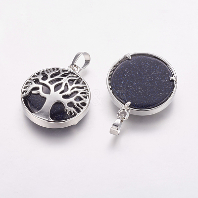 Synthetic Blue Goldstone Pendants G-E388-03P-1