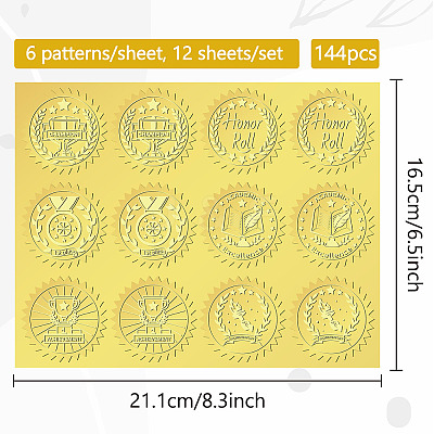 6 Patterns Aluminium-foil Paper Adhesive Embossed Stickers DIY-WH0451-001-1