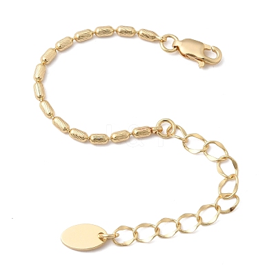 Brass Column Link Chain Bracelet Making AJEW-B189-01G-1