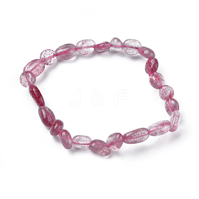 Natural Strawberry Quartz Bead Stretch Bracelets BJEW-K213-08-1