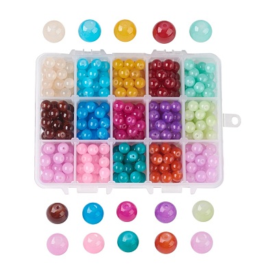 Baking Paint Imitation Jade Glass Bead DGLA-JP0001-26-8mm-1