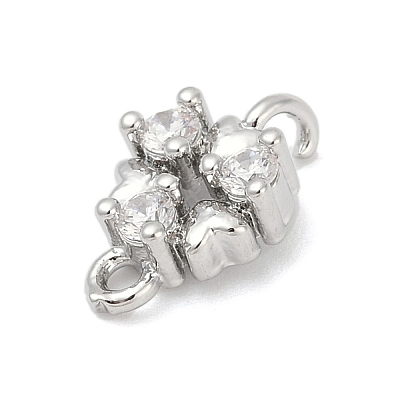 Brass Micro Pave Clear Cubic Zirconia Connector Charms KK-Z094-08P-01-1