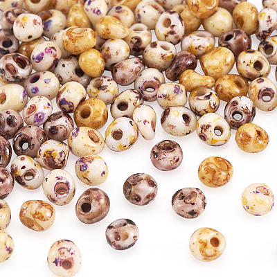 480Pcs 4 Colors Picasso Glass Seed Beads SEED-TA0001-07A-1