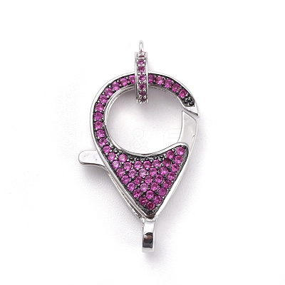 Brass Micro Pave Cubic Zirconia Lobster Claw Clasps ZIRC-K081-95P-03-1